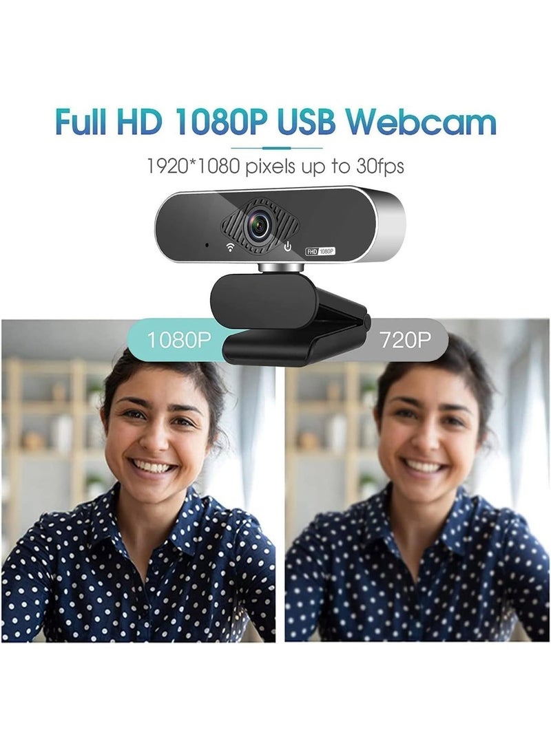 ZetRA USB Computer Webcam Built-in Microphone Web HD Digital Live Desktop Laptop Online Class Video Conferencing（1080P) - Image 2